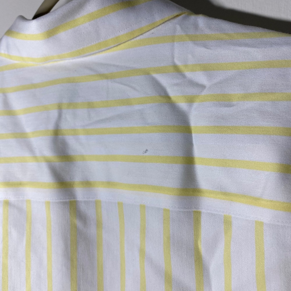 Foxcroft NYC Womens Yellow White Striped Non Iron Stretch Button Up Shirt 6 flaw - Picture 5 of 6